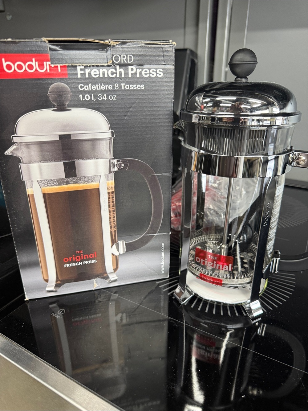 Bodum Chrome and Clear Glass French Press Coffee Maker